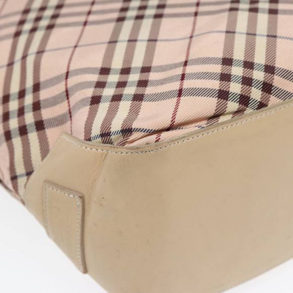 BURBERRY Nova Check Blue Label Tote Bag Nylon Beige Pink Silver Auth ti2039 - Picture 16 of 16